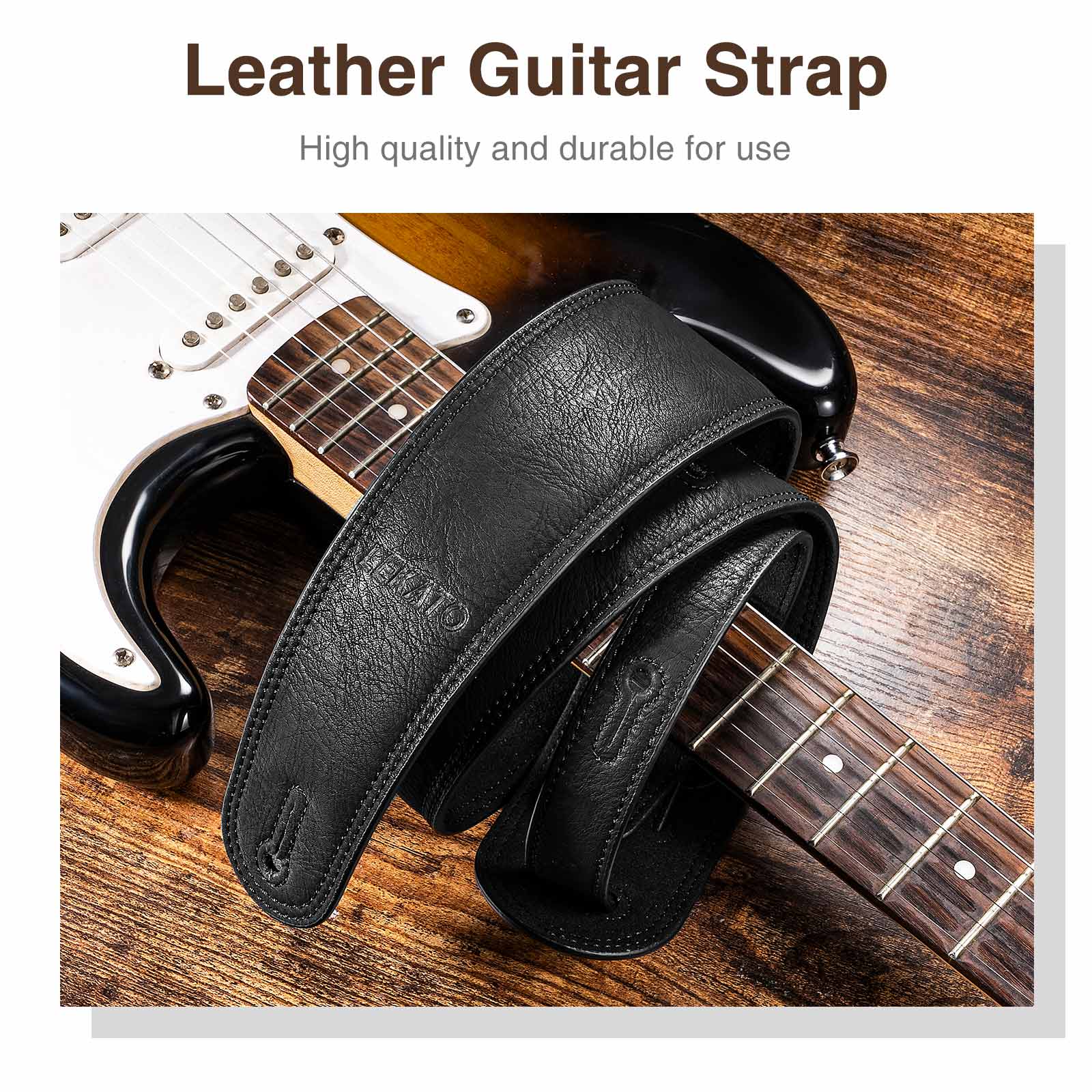 Guitar Strap Padded - Tali Bass Kulit Lekato Artisan Buatan