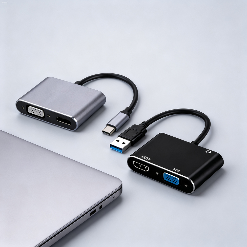 Audio Music Splitter - Adaptor USB 3.0/TYPE-C ke HDMI VGA