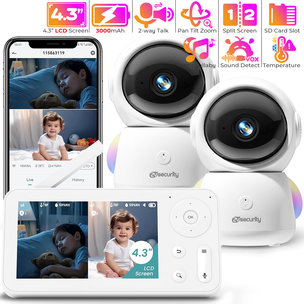 Audio Detect Music - Monitor Bayi 2K dengan 2 Kamera