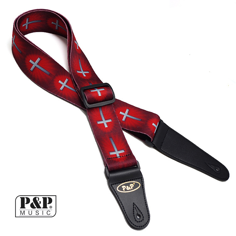 Guitar Strap Padded - Tali gitar motif Cross Of Christ