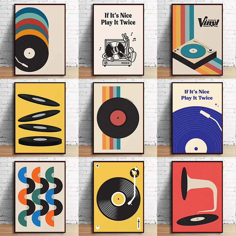 Audio Music Live - Cetakan Seni Dinding Kanvas Rekaman Vinil