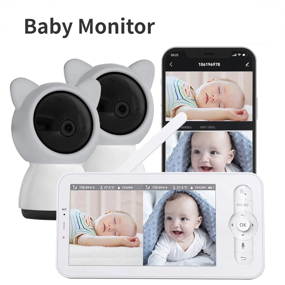 Audio Detect Music - Monitor bayi HD 5 inci LCD