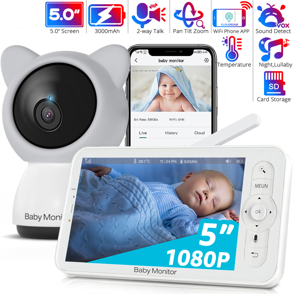 Audio Detect Music - WiFi Baby Monitor dengan APLIKASI, Layar