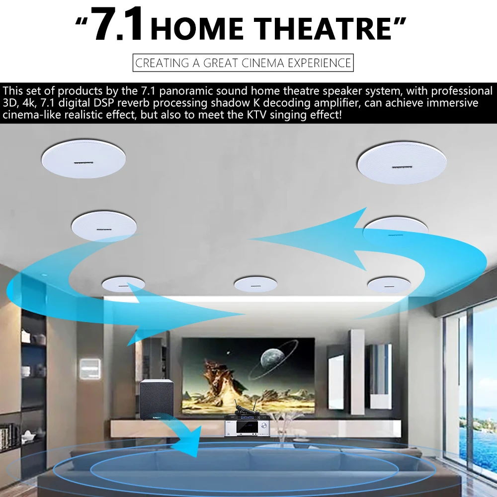7.1 Set Speaker Plafon Home Th - Audio Music In Background ulasan dan harga