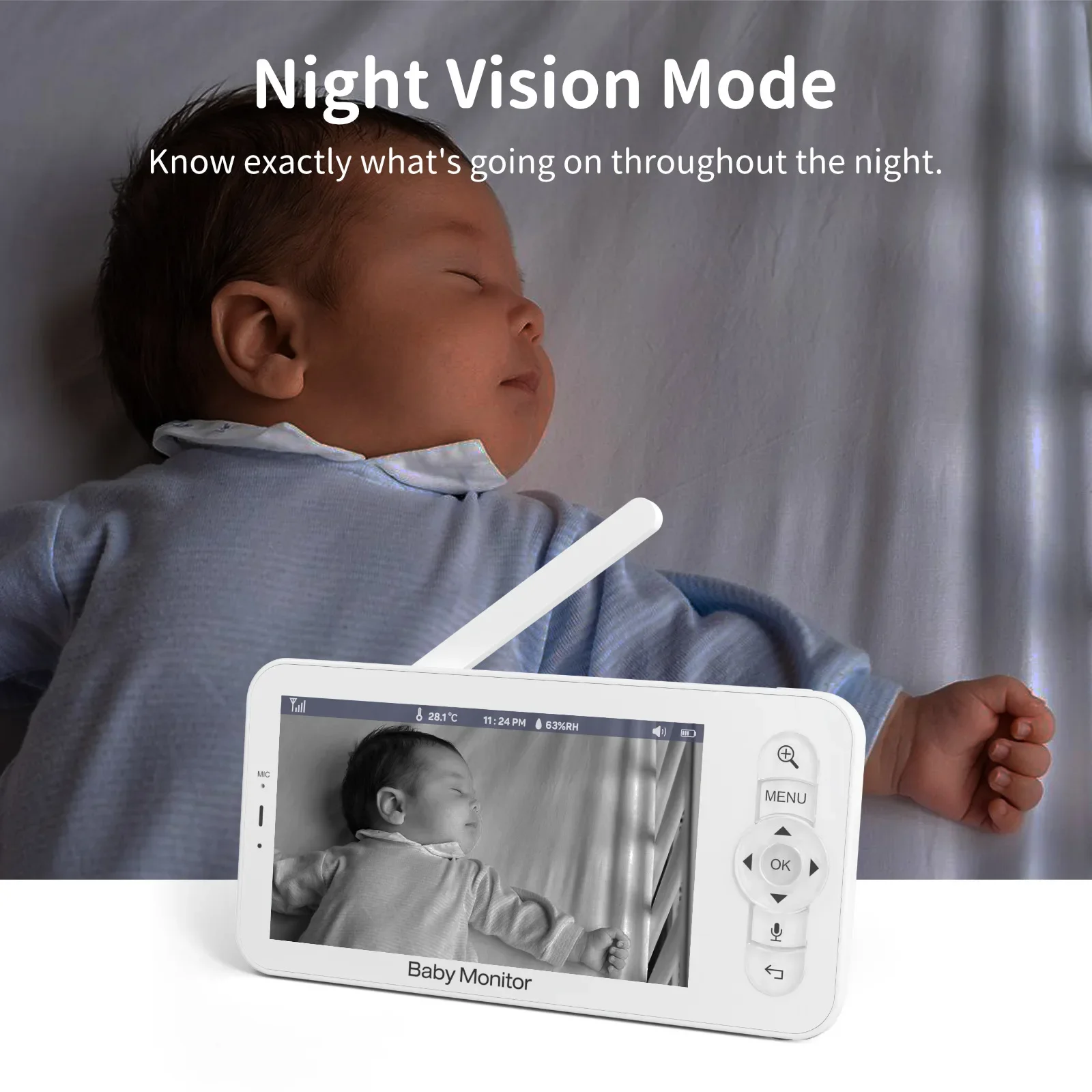 Monitor bayi HD 5 inci LCD dua - Audio Detect Music ulasan dan harga