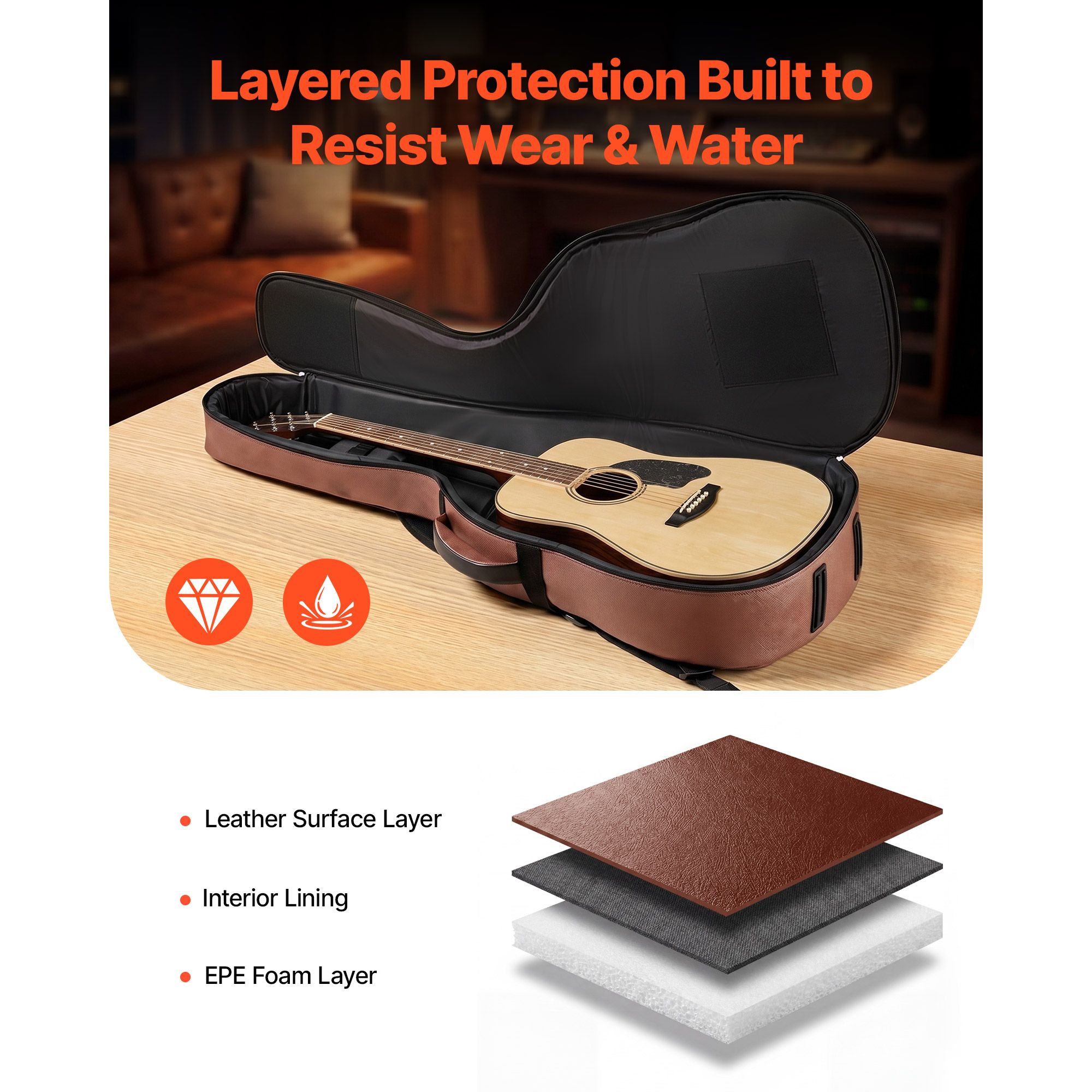 Hard Case Gitar Akustik, 47.1  - Guitar Strap Padded ulasan dan harga