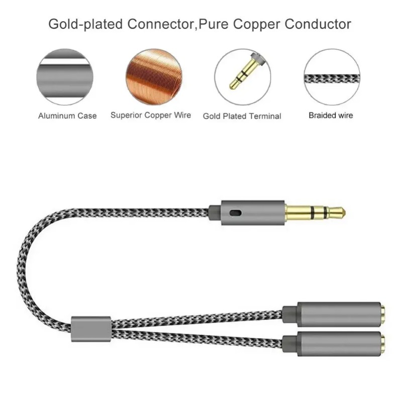 Adaptor Headset Headphone Mic  - Audio Music Splitter ulasan dan harga