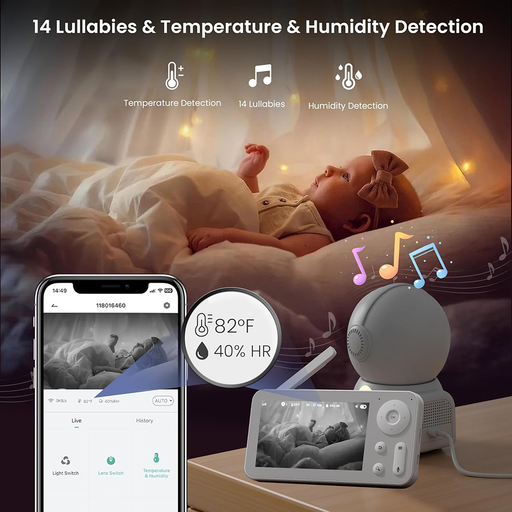 Monitor bayi 2K, dengan 2 kame - Audio Detect Music ulasan dan harga